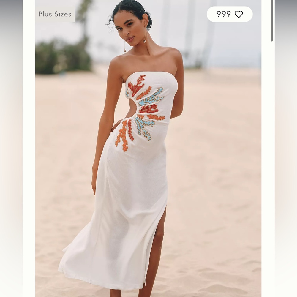 NWT Celandine Strapless Cutout Linen Blend Dress - Anthropologie
